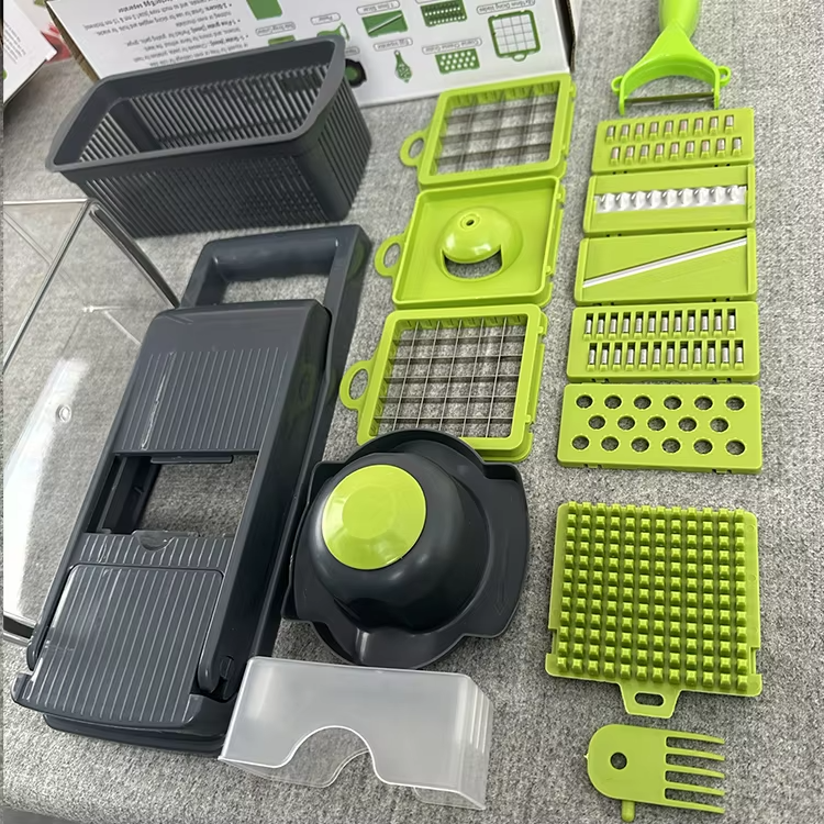 16 in 1 Handheld Slicers Dicers Graters, Multifunctional Vegetable Chopper Kitchen Food Tool with Container & Safety Guard