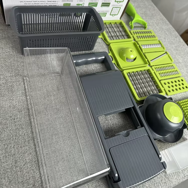 16 in 1 Handheld Slicers Dicers Graters, Multifunctional Vegetable Chopper Kitchen Food Tool with Container & Safety Guard