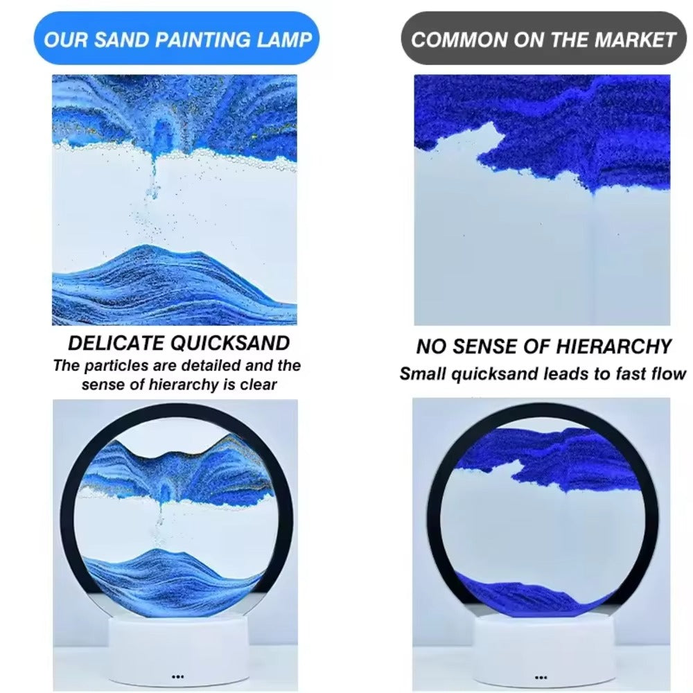 Luminous Led Desktop Dynamic Hourglass Color Bedroom Decorative Night Light Quicksand Painting Table 3D Lamp