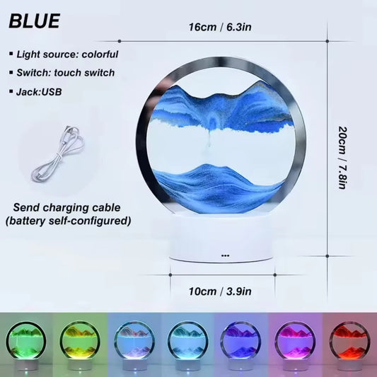 Luminous Led Desktop Dynamic Hourglass Color Bedroom Decorative Night Light Quicksand Painting Table 3D Lamp