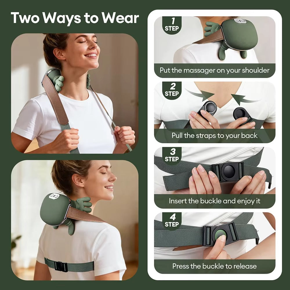Shoulder & Neck Massager with Heat, 4D Kneading Bionic Finger Massage Device Simulating Real Palm Massage for Muscle Relaxation