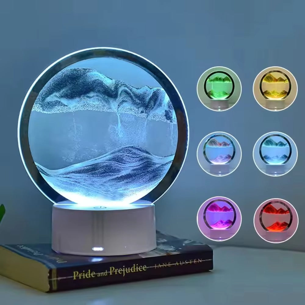 Luminous Led Desktop Dynamic Hourglass Color Bedroom Decorative Night Light Quicksand Painting Table 3D Lamp