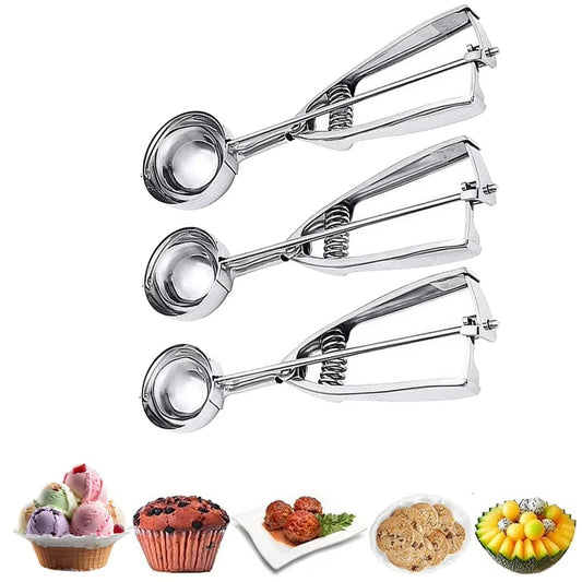 Ice Cream Scoop, 1/3PCS Cookie Scoops For Baking Stainless Steel Ice Cream Scooper With Trigger Release For Portion Control
