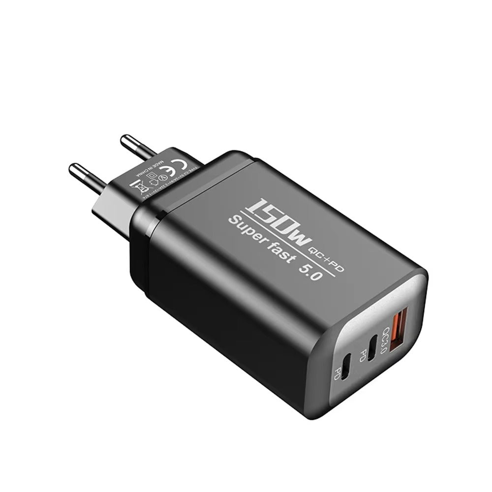 3 Ports USB Charger 150W Type C Fast Charging Mobile Phone Power Adapter EU/US/UK Plug For Samsung Xiaomi USB QC5.0 Wall Adapter