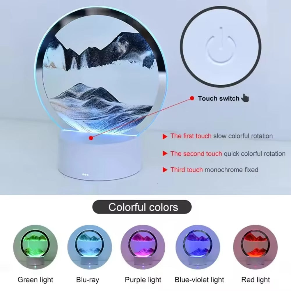 Luminous Led Desktop Dynamic Hourglass Color Bedroom Decorative Night Light Quicksand Painting Table 3D Lamp