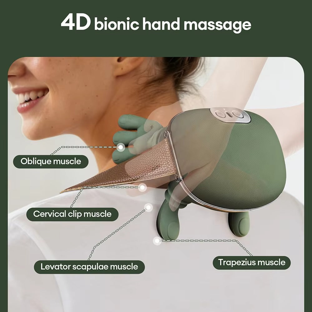 Shoulder & Neck Massager with Heat, 4D Kneading Bionic Finger Massage Device Simulating Real Palm Massage for Muscle Relaxation