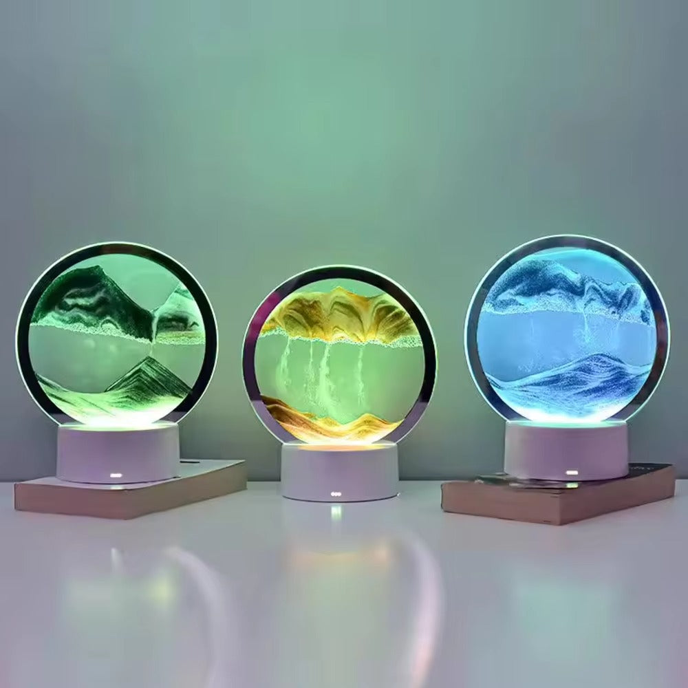 Luminous Led Desktop Dynamic Hourglass Color Bedroom Decorative Night Light Quicksand Painting Table 3D Lamp