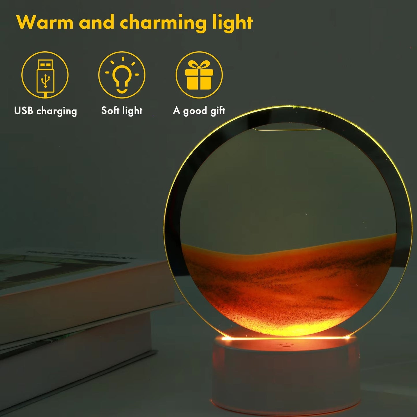 LED RGB Sandscape Lamp 3D Moving Sand Art Frame Night Light Home Decor 16 Colors Deep Sea Display Hourglass Light with Remote